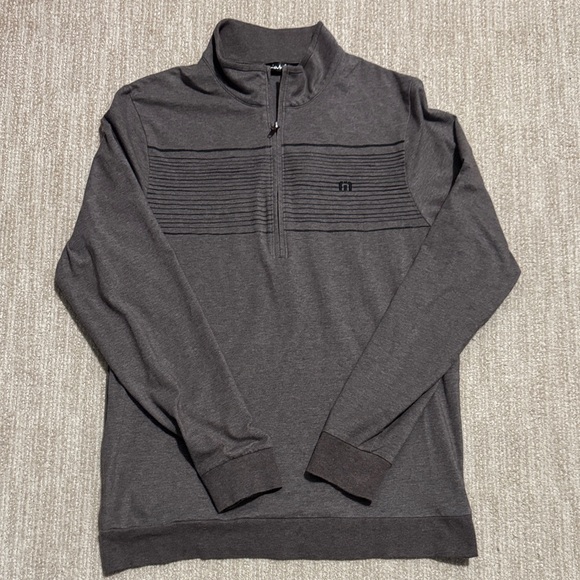 Travis Mathew Men's Size S Coffee Brown Smoke Signals 1/2 Zip Golf Sweatshirt - Picture 3 of 13